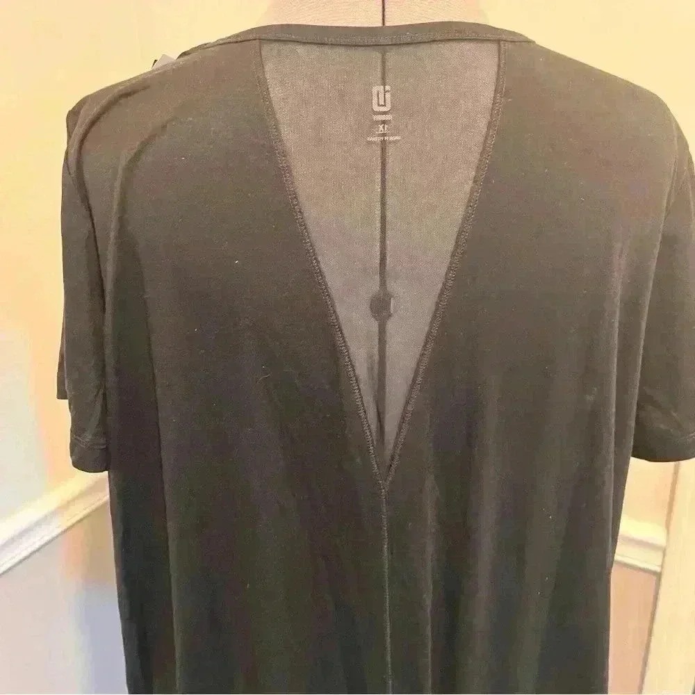 Ideology Womens Mesh‎ Back T-Shirt Black Size 1X